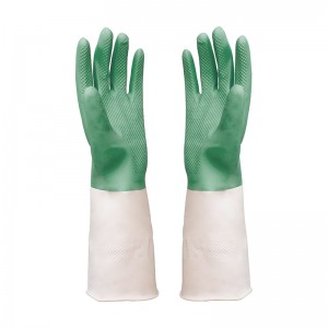 施達 家用橡膠手套 綠白色 中碼